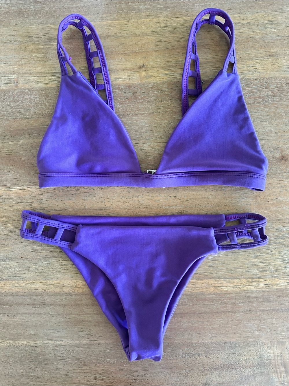Tori Praver Swimwear Purple Cutout Strap Bikini Set
